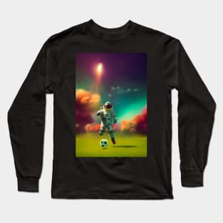 Astronaut play soccer football in space Long Sleeve T-Shirt